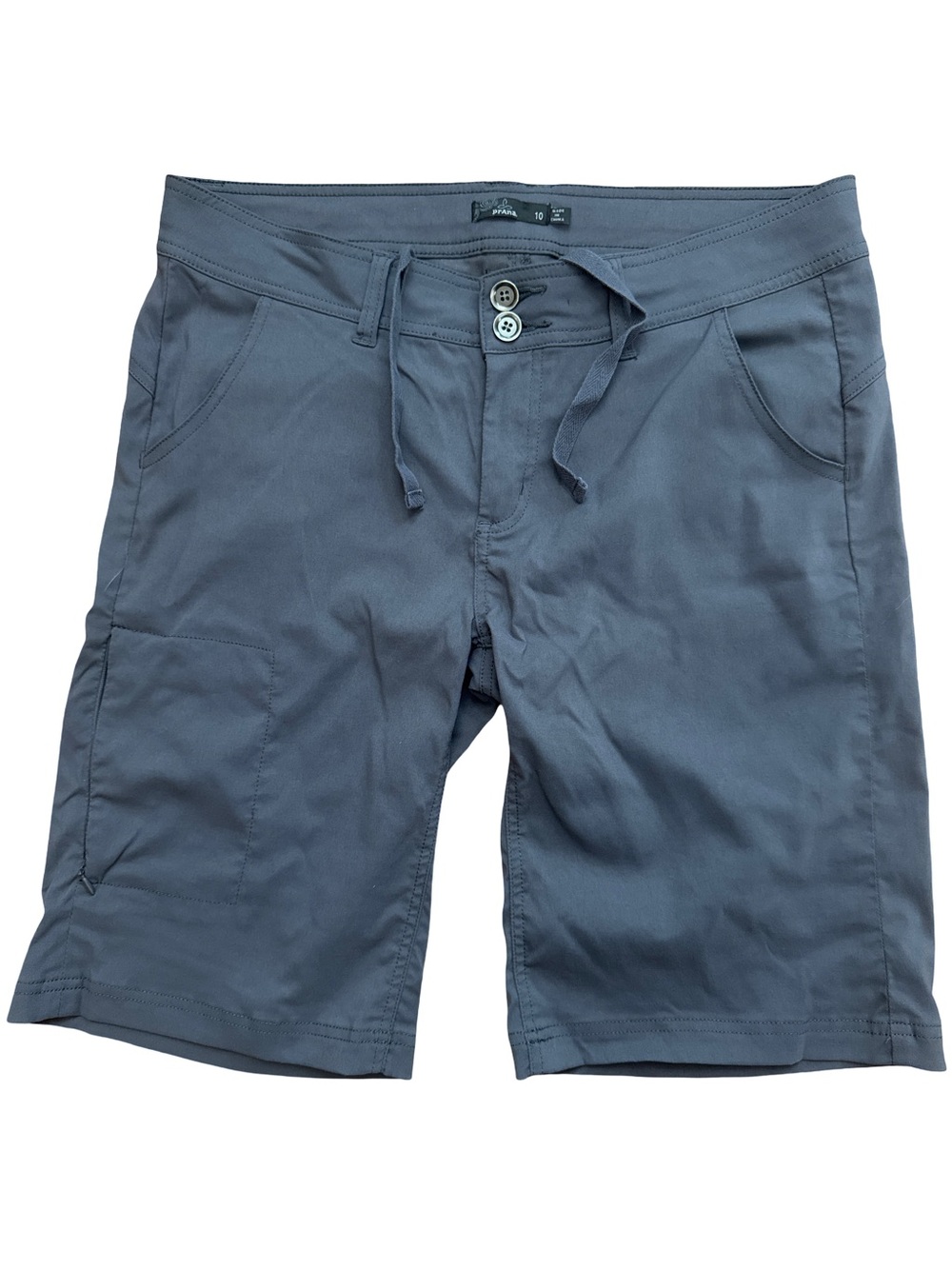 Prana Gray Women’s Outdoor Hiking Shorts Size 10 Drawstrings Logo Outterwear